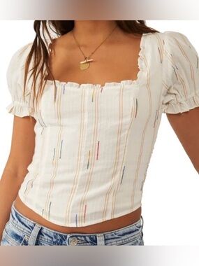Free People Square Neck Cotton Bodice Top